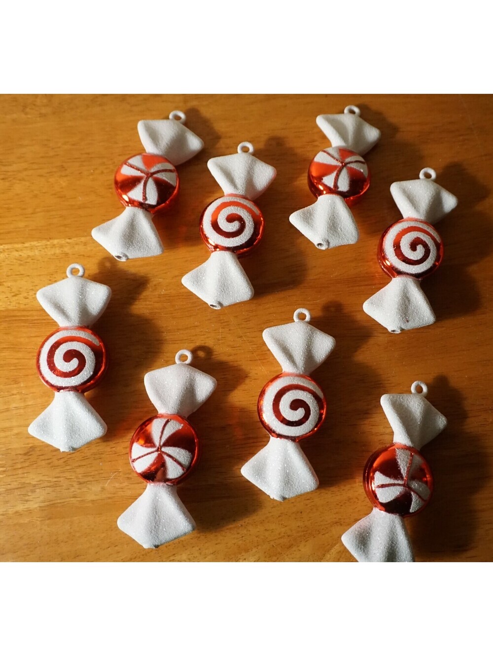 8 Candies Red & White Peppermint Candy Christmas Tree Ornaments Home Decor NEW